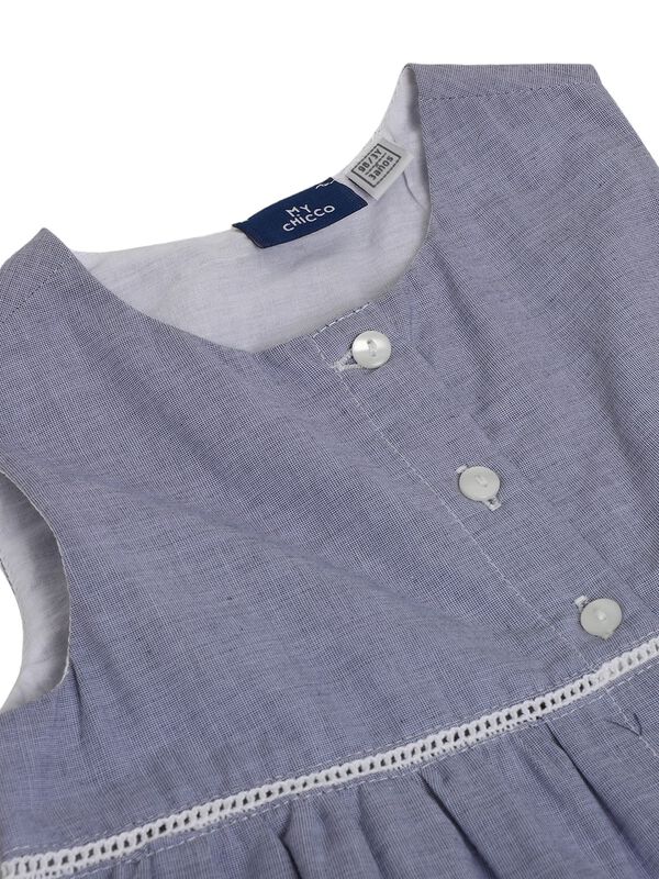 Girls White & Light Blue Sleeveless Woven Top image number 2